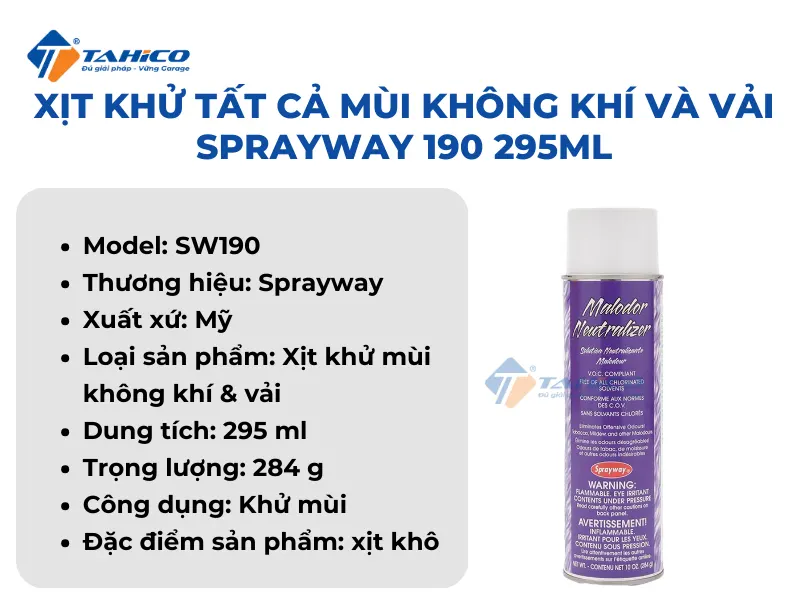 Xịt khử tất cả mùi không khí và vải Sprayway 190 295ml