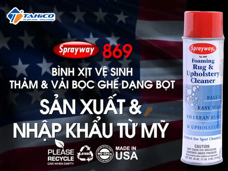 Xịt vệ sinh thảm và vải bọc ghế Sprayway 869 Foaming Rug và Upholstery Cleaner 532ml