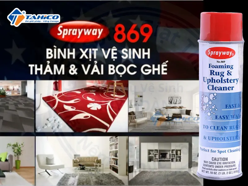 Xịt vệ sinh thảm và vải bọc ghế Sprayway 869 Foaming Rug và Upholstery Cleaner 532ml