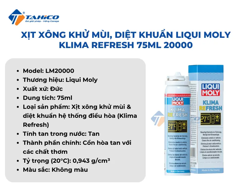 Xịt xông khử mùi, diệt khuẩn Liqui Moly Klima Refresh 20000 75ml