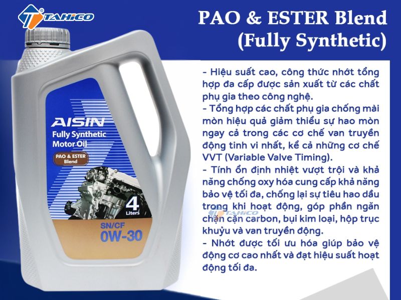 Nhớt động cơ Aisin Fully Synthetic 0W-30