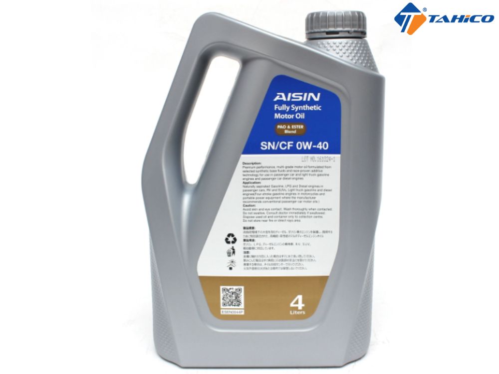 Nhớt động cơ Aisin Fully Synthetic SN/CF 0W-40 4 lít