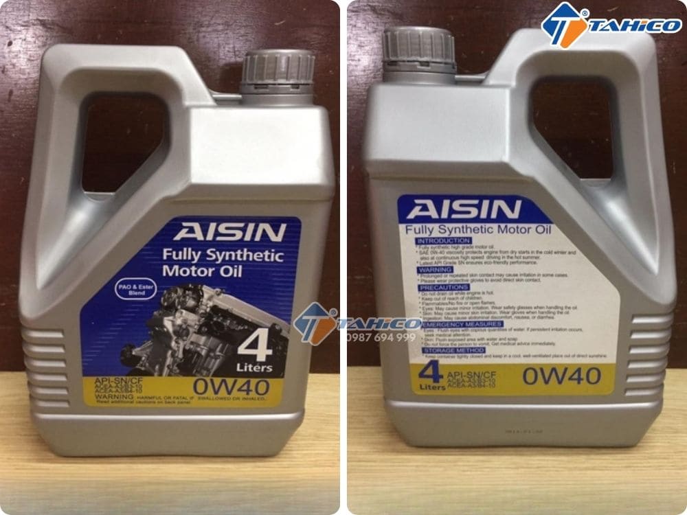Nhớt động cơ Aisin Fully Synthetic SN/CF 0W-40 4 lít