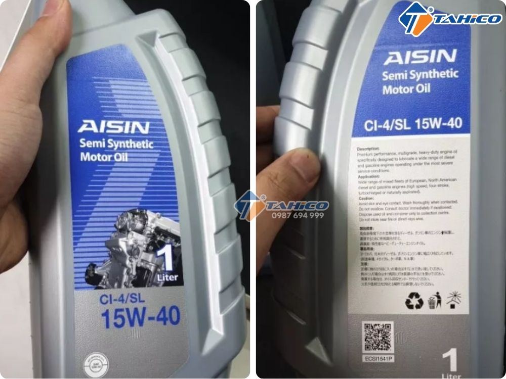 Dầu động cơ Aisin Semi Synthetic CI-4/SL 15W-40 | 1 lít