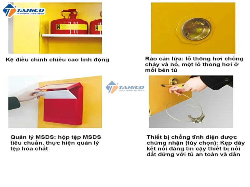 Tủ chống cháy đựng hoá chất Ally QT-CCHC01 | Màu vàng 2 cánh