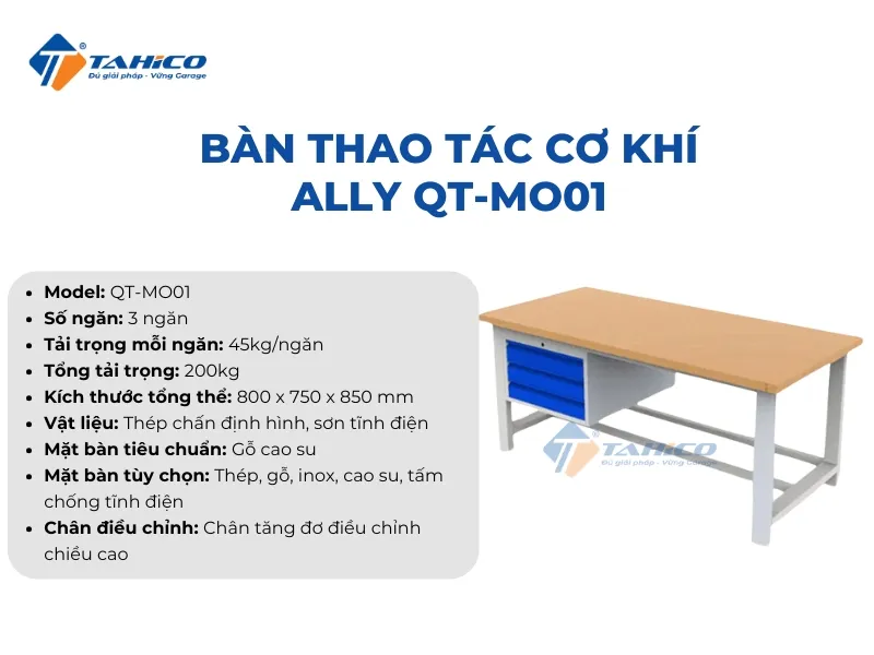 Bàn thao tác cơ khí Ally QT-MO01, QT-MO02