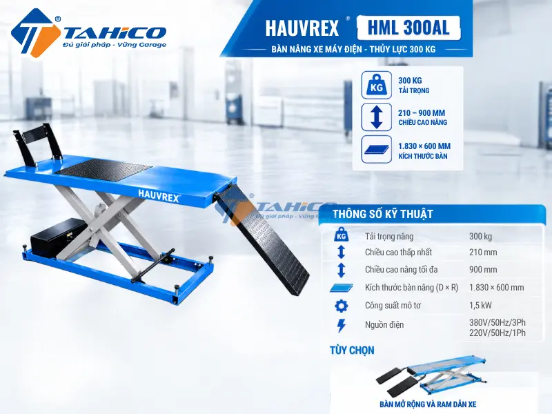 Bàn nâng xe máy thủy lực Hauvrex HML300AL