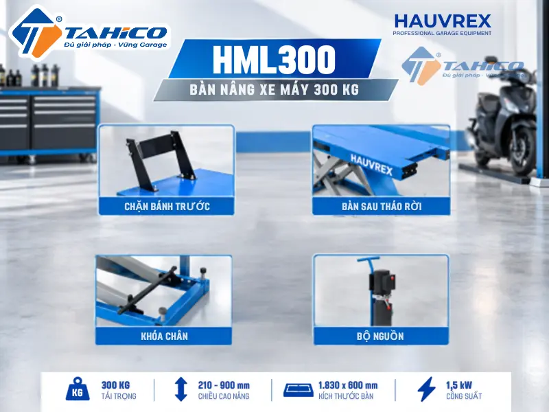 Bàn nâng xe máy thủy lực Hauvrex HML300