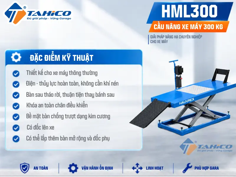 Bàn nâng xe máy thủy lực Hauvrex HML300