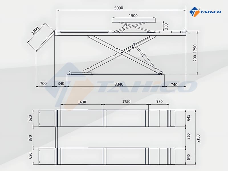 Bản vẽ cầu nâng cắt kéo TC-8140