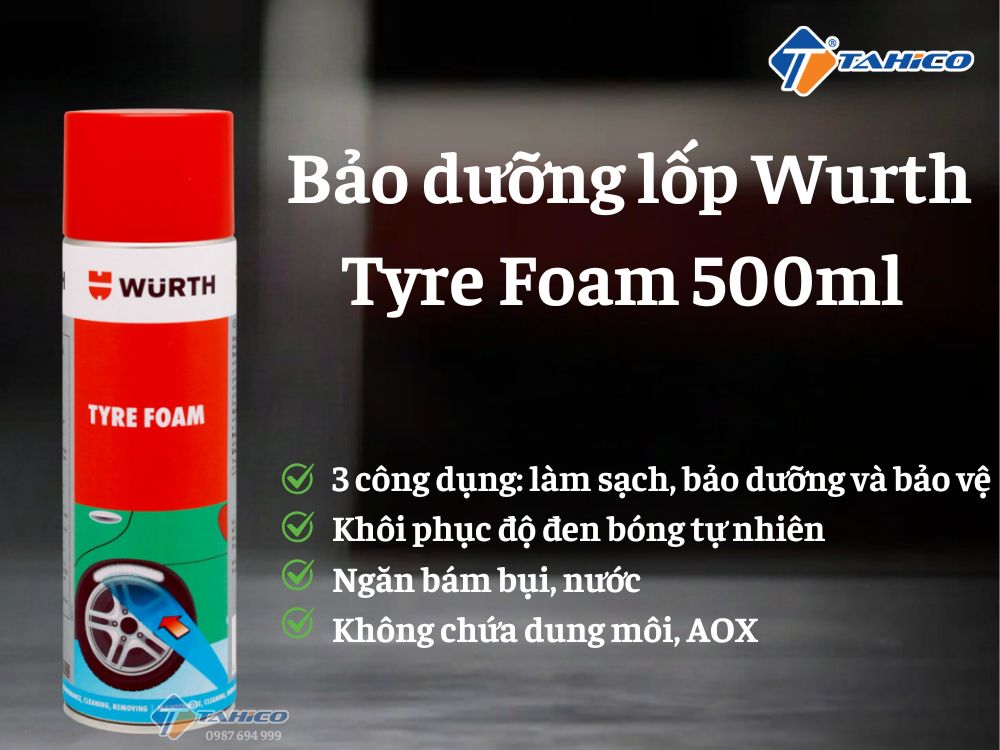 Bảo dưỡng lốp Wurth Tyre Foam 500ml