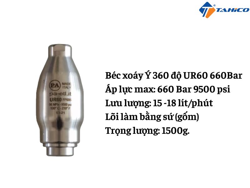 Béc xoáy Ý 360 độ áp 600 Bar