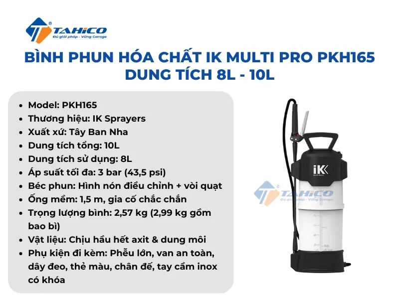 Bình phun hóa chất IK Multi Pro Series dung tích 8L - 10L