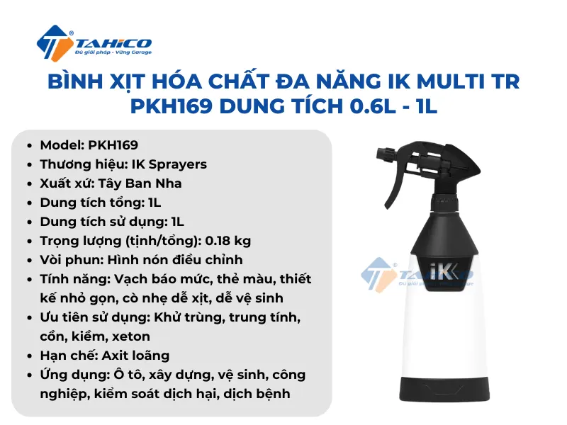 Bình xịt hóa chất đa năng IK Multi TR Series dung tích 0.6L - 1L