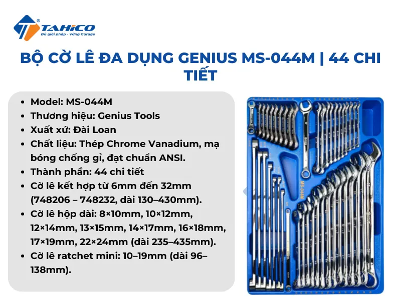 Bộ cờ lê đa dụng Genius MS-044M | 44 chi tiết