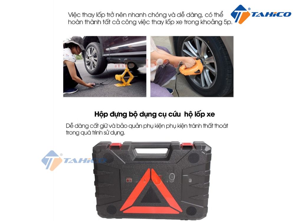 Bộ cứu hộ lốp 2in1 OEM GXE02 12V | Kích nâng cắt kéo và máy vặn ốc