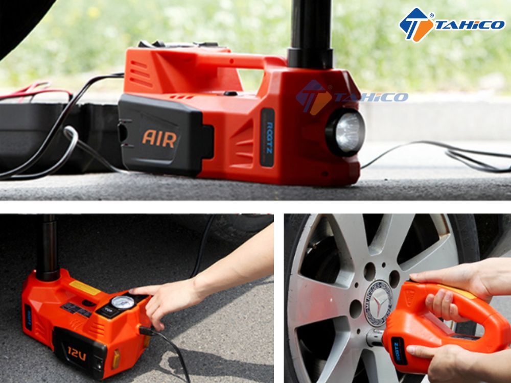 Bộ cứu hộ lốp 3in1 OEM GXE04 12V | Kích nâng tích hợp bơm lốp và súng vặn ốc