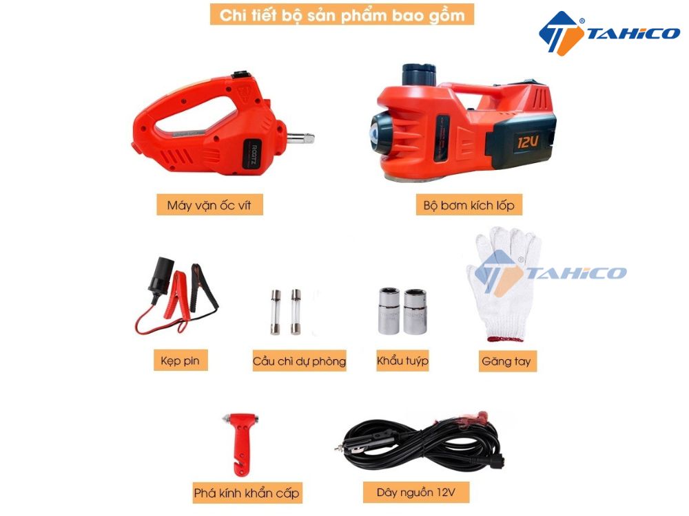 Bộ cứu hộ lốp 3in1 OEM GXE04 12V | Kích nâng tích hợp bơm lốp và súng vặn ốc