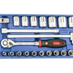 Bộ đầu khẩu 1/2″ và tay vặn hệ mét (12 cạnh) Genius TW-423M | 23 chiếc