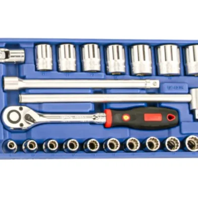 Bộ đầu khẩu 1/2″ và tay vặn hệ mét (12 cạnh) Genius TW-423M | 23 chiếc