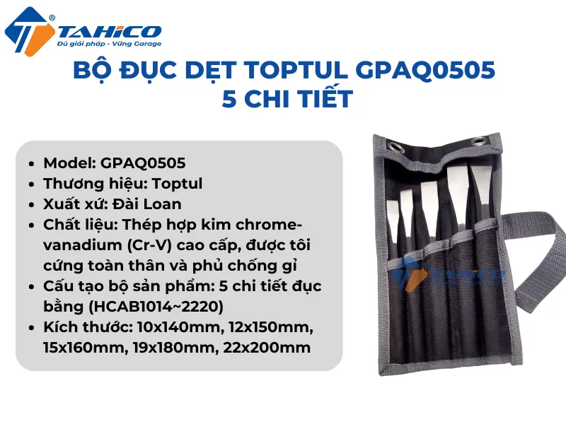 Hình ảnh sản phẩm Bộ đục dẹt Toptul GPAQ0505 - 5 chi tiết