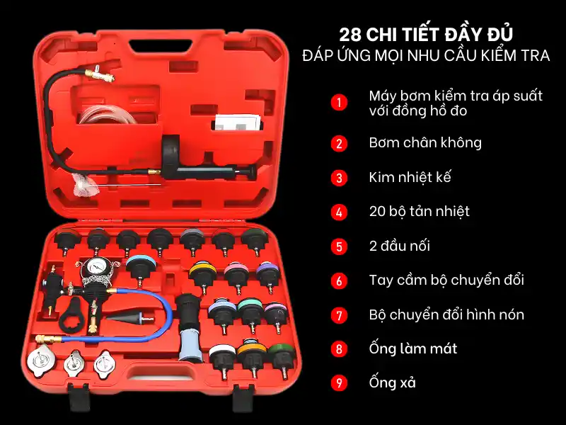Bộ kiểm tra két nước làm mát Toptul JGAI2801 - 28 chi tiết
