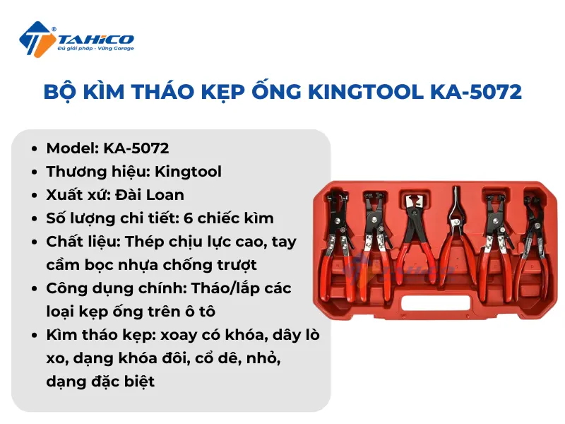 Bộ kìm tháo kẹp ống Kingtool KA-5072