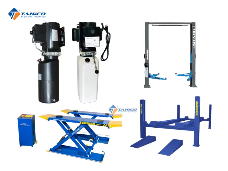 Bộ mô tơ bơm dầu thủy lực cầu nâng cắt kéo 2 trụ 4 trụ