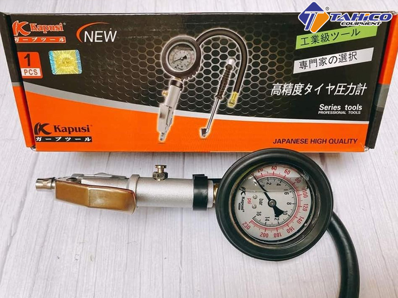 Bơm lốp đồng hồ khí nén 3 chức năng Kapusi Nhật Bản