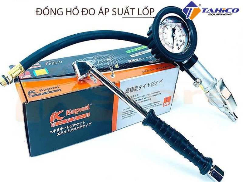 Bơm lốp đồng hồ khí nén 3 chức năng Kapusi Nhật Bản