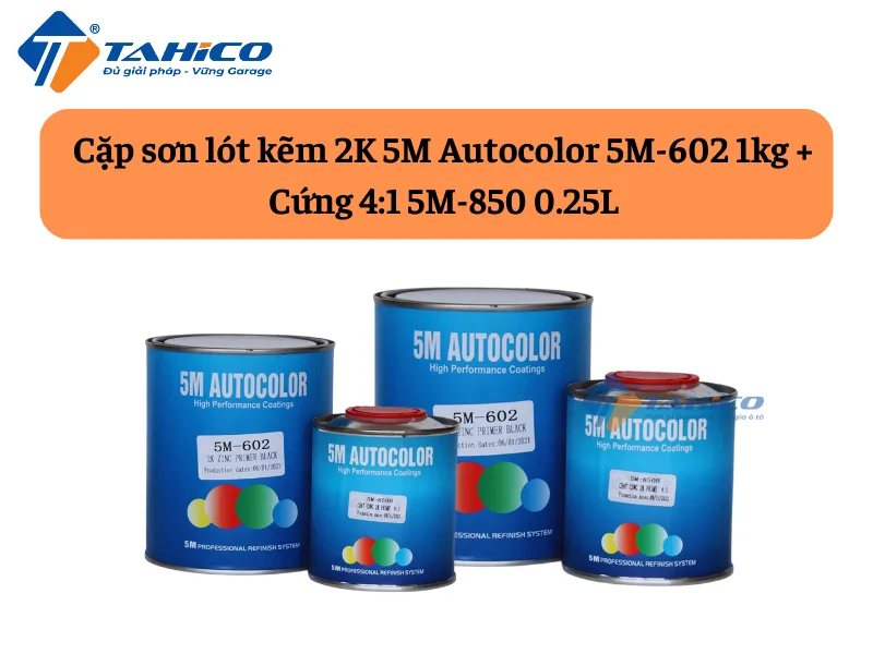 Cặp sơn lót kẽm 2K 5M Autocolor 5M-602 1kg + Cứng 4:1 5M-850 0.25L