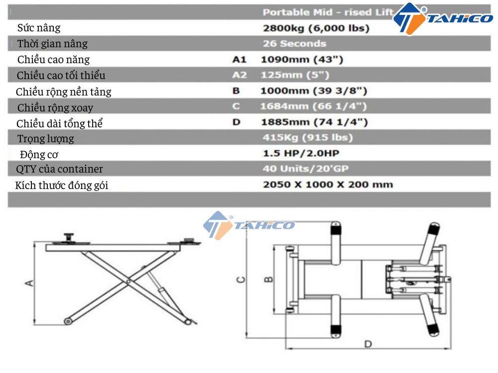 Cầu cắt kéo nâng bụng Peak MR06 2800kg