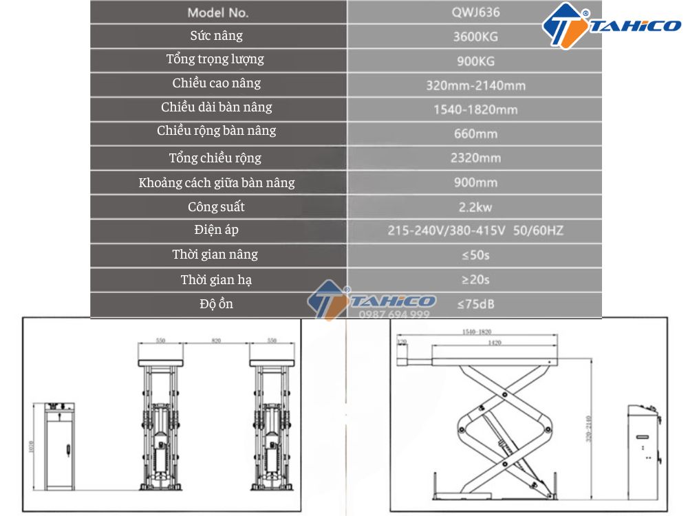 Cầu cắt kéo nâng bụng Weijia QWJ636 kiểu lắp âm