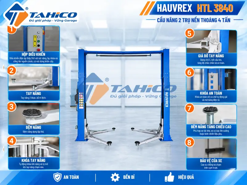 Cầu nâng 2 trụ cáp trên Hauvrex HTL3840