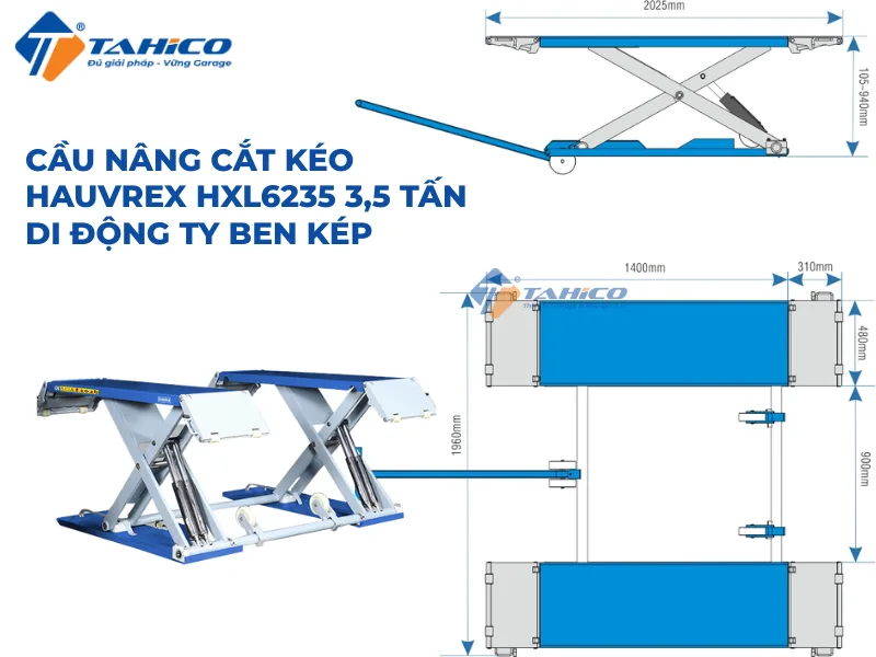 Hình ảnh sản phẩm Cầu nâng cắt kéo Hauvrex HXL6235 3,5 tấn | Di động ty ben kép