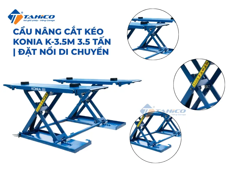 Cầu nâng cắt kéo Konia K-3.5M 3.5 tấn | Đặt nổi di chuyển