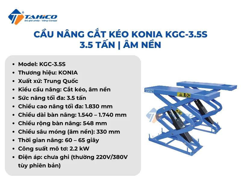Cầu nâng cắt kéo Konia KGC-3.5S 3.5 tấn | Âm nền