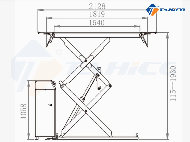 Cầu nâng cắt kéo nâng bụng Bright SIGMA 300E | Nâng 1900mm, 3 tấn