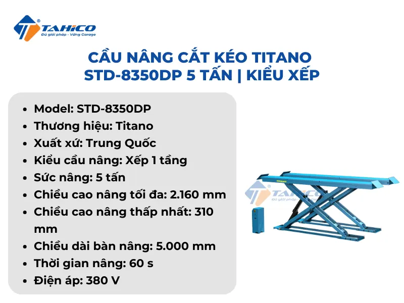 Cầu nâng cắt kéo Titano STD-8350DP 5 tấn | Kiểu xếp