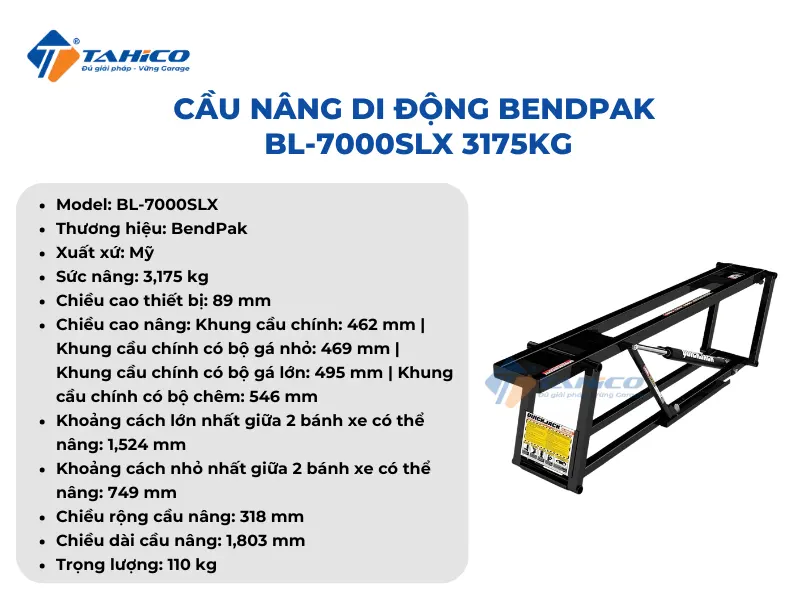 Cầu nâng di động Bendpak BL-7000SLX 3175kg