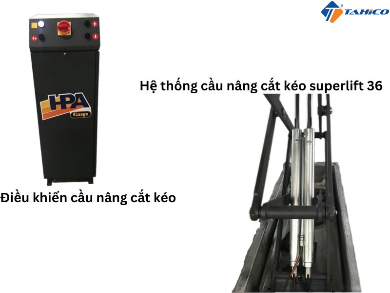 Cầu nâng gầm xe ô tô cắt kéo âm nền HPA Superlift 36-2STCE Italy 3,5 tấn