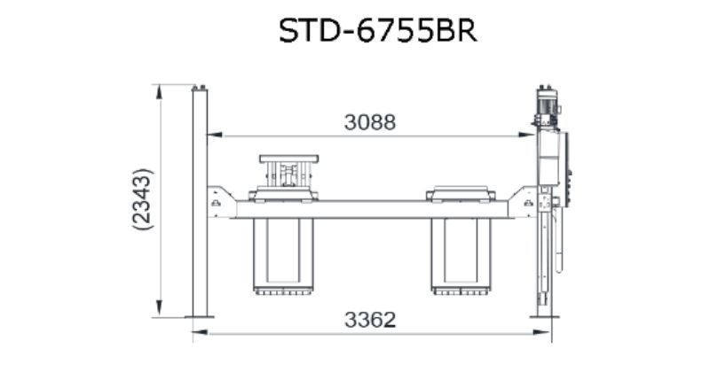 Thông số kỹ thuật của cầu nâng ô tô 4 trụ 2 tầng nâng STD-6755BR