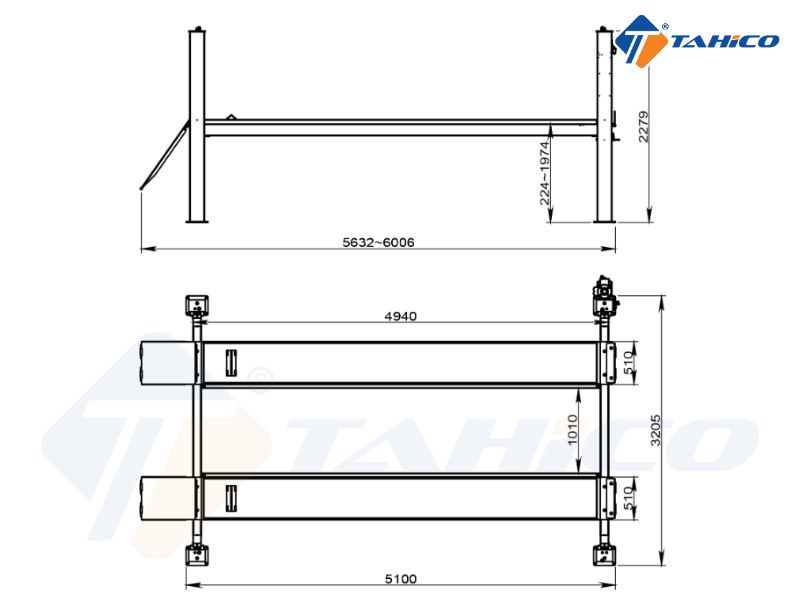 Cầu nâng 4 trụ đỗ xe 5.5 tấn STD-6755BM