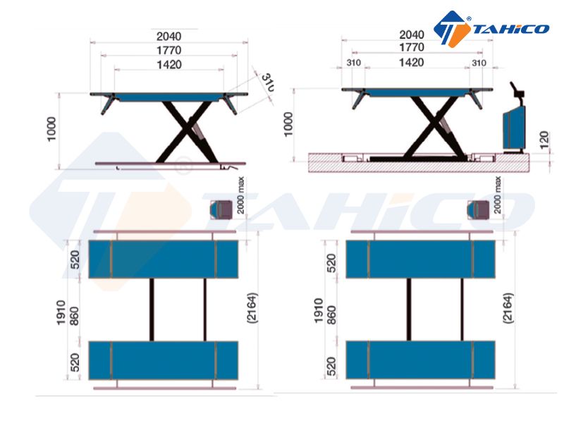 Thông số kỹ thuật của cầu nâng ô tô di động 3,2 tấn HPA Superlift 32-1XC B Italy