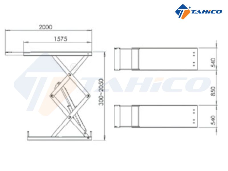 Thông số kỹ thuật của cầu nâng ô tô kiểu cắt kéo móng chìm 3.5 tấn PI 350E