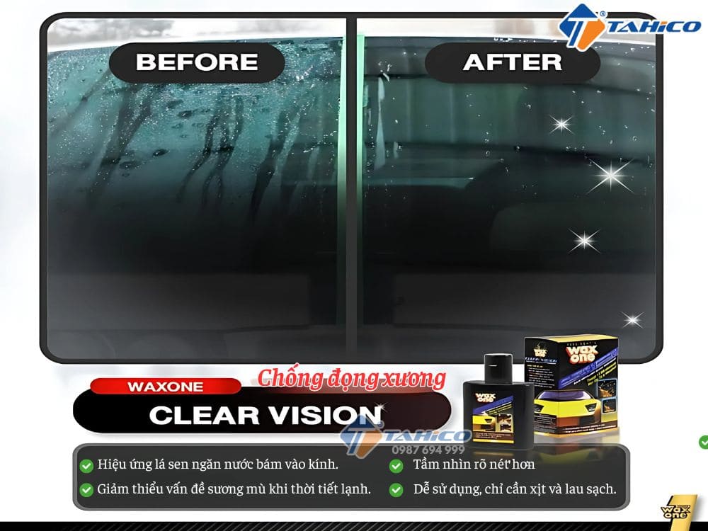 Dung dịch chống đọng sương kính Waxone Clear Vision