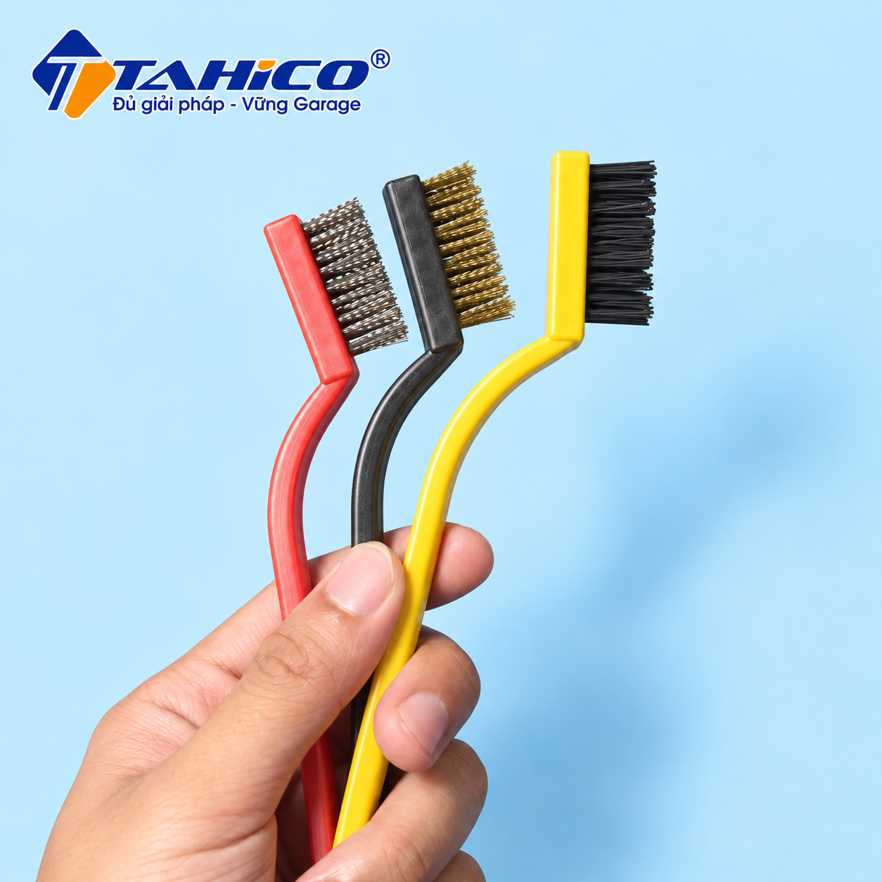 Bộ Bàn Chải Sắt Cước Đồng 3 Cây Vệ Sinh Khe Kẽ Xe Tahico