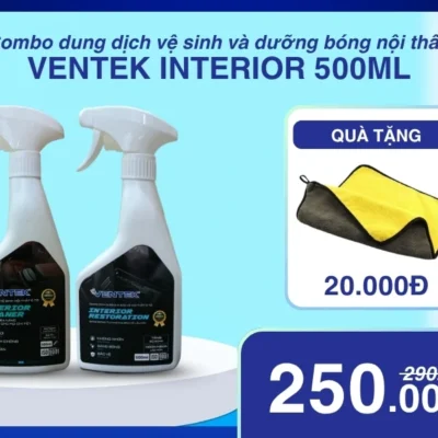 Combo dung dịch vệ sinh và dưỡng bóng nội thất Ventek Interior 500ml