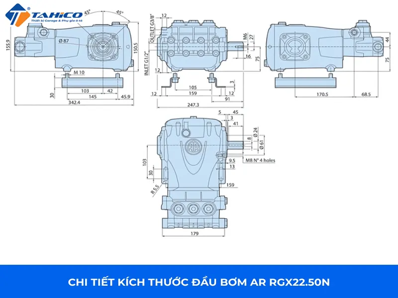 Đầu bơm AR RGX22.50N kiểu trục khớp | Trung Quốc
