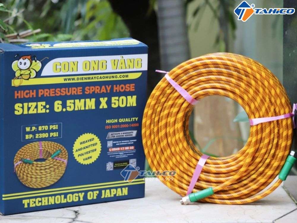 Dây phun áp lực PVC Con Ong Vàng 6.5 và 8.5mm x 50m